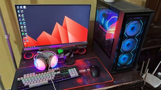 Complete Gaming PC Setup Ryzen 5 5600X RX 6700 XT 16GB 120Hz Monitor