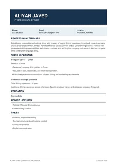 Need Driving Job