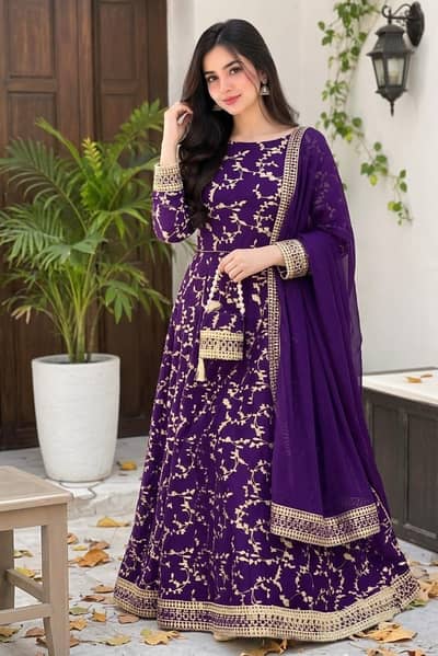 Luxury Purple Embroidered Lehenga Choli 3 Piece Suit