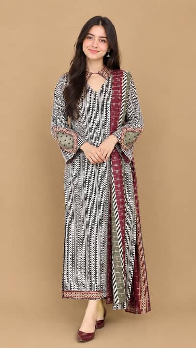 black printed lawn 3 Pcs suit for women
