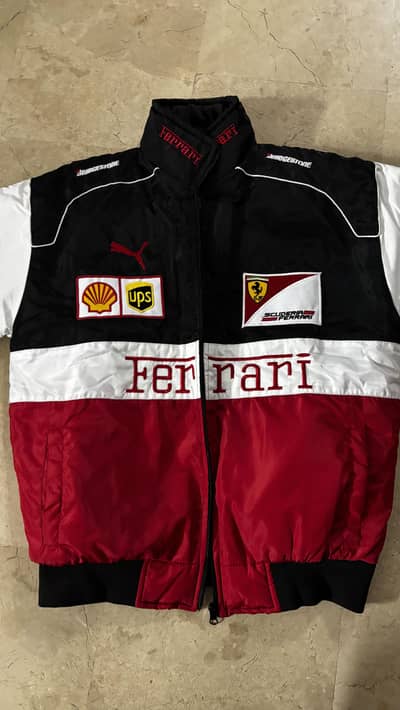 Ferrari Racing Jacket – Black Red White | Stylish Winter Jacket