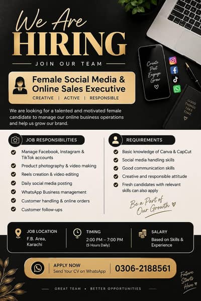 Female Social Media & Online Sales Executive