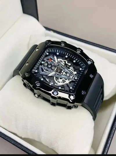 Luxury Black Skeleton Watch