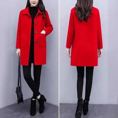 Elegant Black Woolen Long Coat for Women