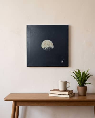 Moonlight Oil Painting on Canvas | 11.5 × 11.5 Inches