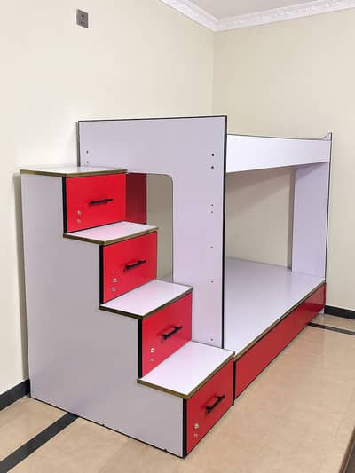Bunk Bed with Storage Drawers & Staircase – Space Saving Design