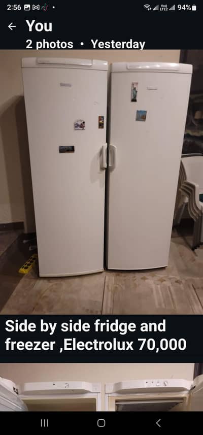 side by side freezer and refrigerator