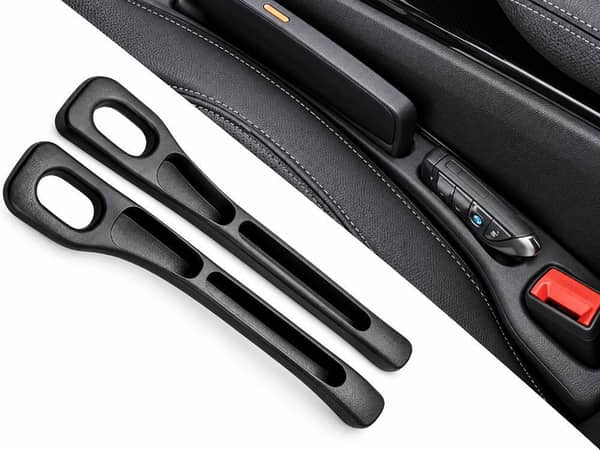 2 Pcs Car Seat Gap Filler | Anti-Drop Strip & Mobile Holder (Black)