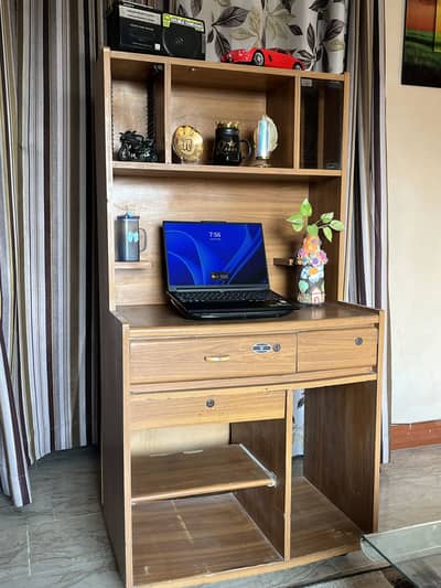 Wooden Computer Table with Racks