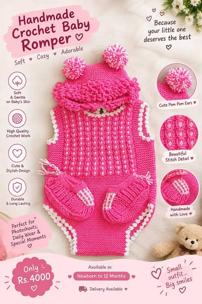 Handmade crochet baby romper