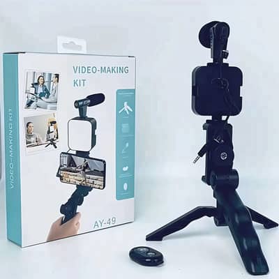 Vlogging Kit for TikTok/YouTube - Tripod, Mic, LED Light, Remote