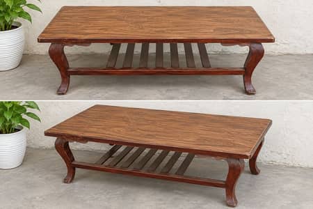 Beautiful Wooden Centre Table with Bottom Shelf