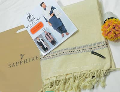 Sapphire Signature Luxury Woollen Shawl – Elegant Beige Colour