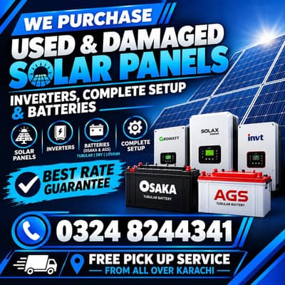 Used Solar Panles ,Inverter , Batteries All Home Items Buyer Karachi