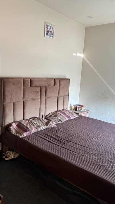 Bed with side table and mattress for sale