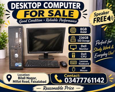 Dell Core 2 Duo Desktop Computer – 8GB RAM, 128GB SSD, 17-inch Monitor