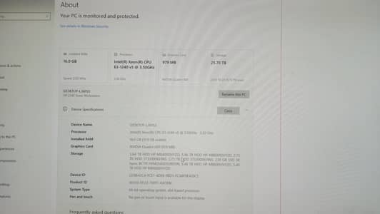 HP Z240 Tower Workstation	Intel Xeon E3-1240 With Led