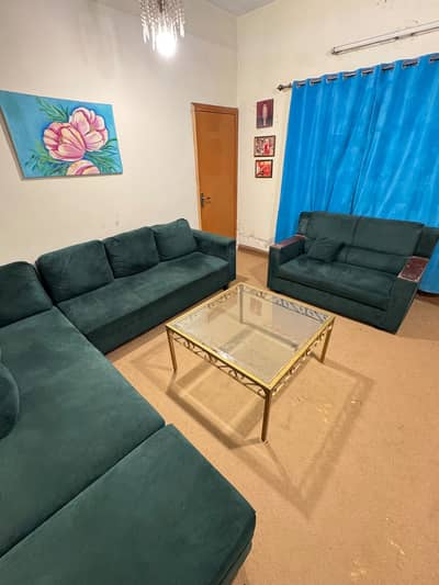 7 seater L shape sofa, center table , 2 seater sofa (Urgent Sale)