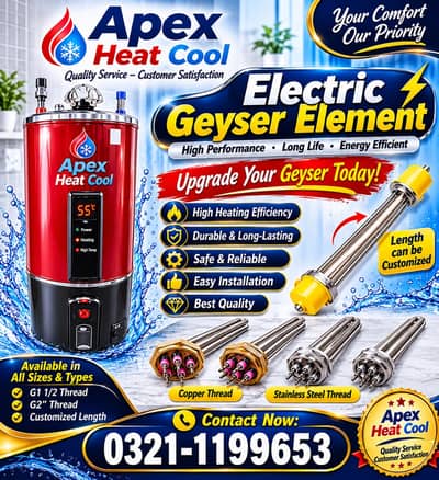 Electric Geyser Element/ Geyser Rod/Electric Heater Rod/Thread Element