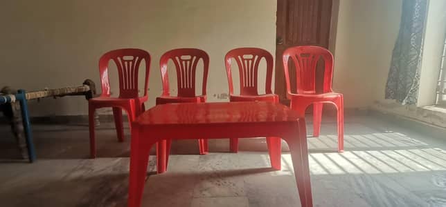 Plastic Table with 4 Chairs