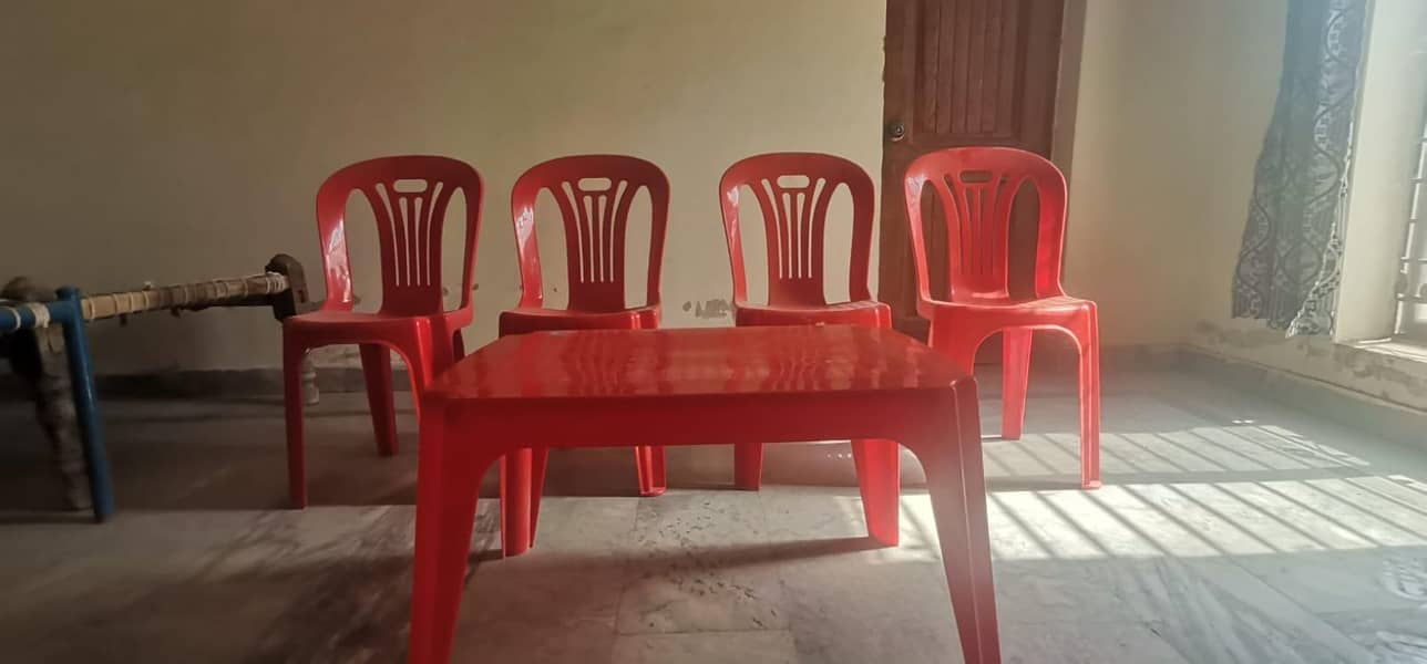 Plastic Table with 4 Chairs 0