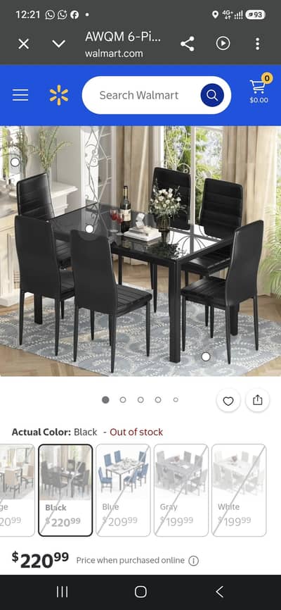 6 chairs mini dinning table of glass
