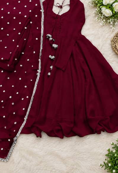 3 Piece Chiffon Maxi Suit with Net Dupatta
