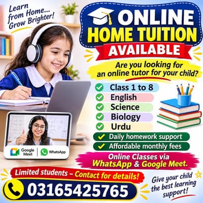 ONLINE HOME TUITION AVAILABLE