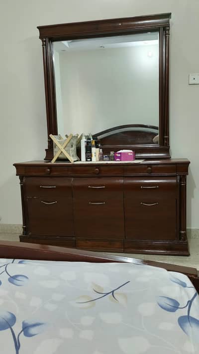 King Size Bed / without mattress/ 2-Side Tables/ 3 Door-Cupboard