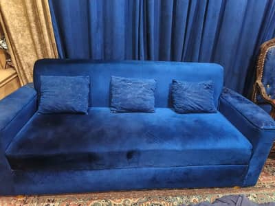 Royal Blue Velvet 5 Seater Sofa Set for sale