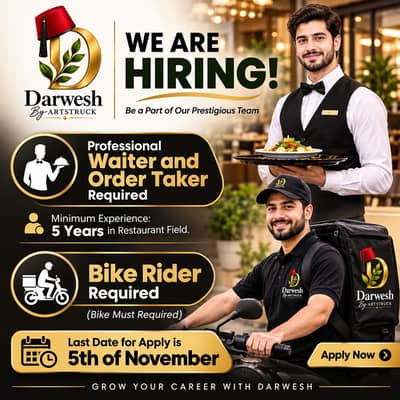 Restaurant Jobs in Islamabad | Waiter, Order Taker & Bike Rider Requir