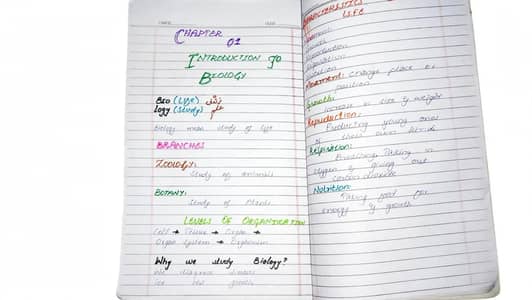 9t9th class Biology handwritten colorful neat - chapter 1 notes