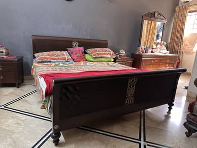 Pure Wood Bed, Side tables and dressing