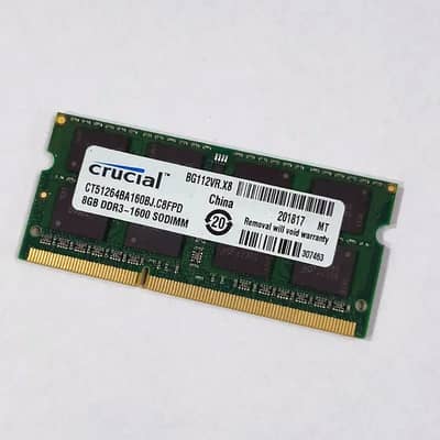 Crucial 8GB DDR3 1600MHz Laptop RAM Original Malaysia