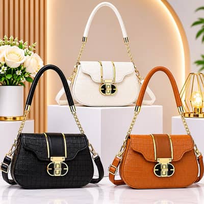 Stylish Ladies Handbag with Gold Lock