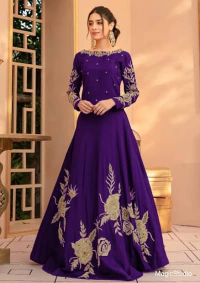 Heavy Embroidery Neck Line, Sleeves & Bottom Maxi