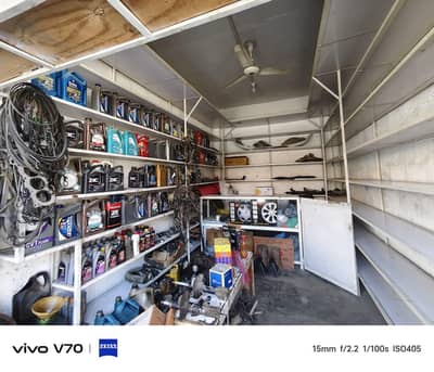 Racks with wooden shelves or counter. .