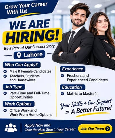 We Are Hiring Males and Females for office and Online Jobs