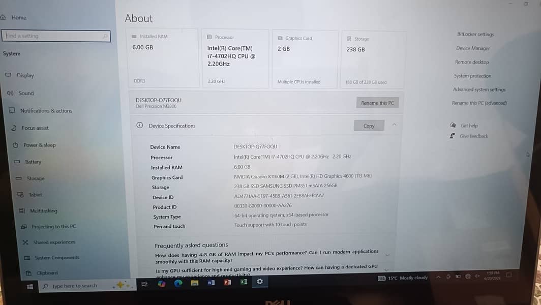 Dell precision M3800 1