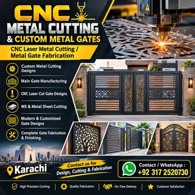 CNC Metal Cutting & Custom Main Gate | Metal Gate Fabrication service