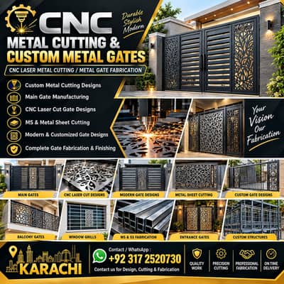 CNC Metal Cutting & Custom Main Gate | Metal Gate Fabrication service