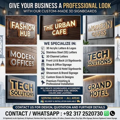 3D Sign Board Making | Acrylic & LED Letters | Sign Creation Karachi