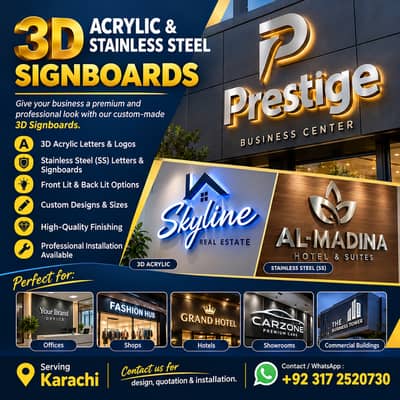 3D Sign Board Making | Acrylic & LED Letters | Sign Creation Karachi
