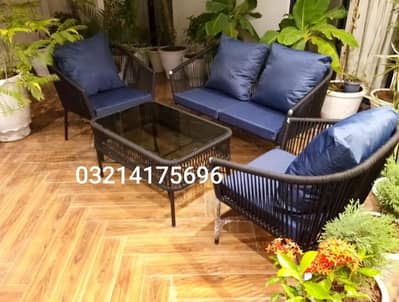 OUTDOOR GARDEN ROPE SET RATTAN UPVC FURNITURE SOFA SET CHAIRS TABLE
