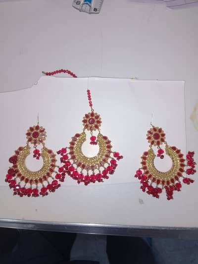 Beautiful Traditional Red & Golden Bridal Jewellery Set