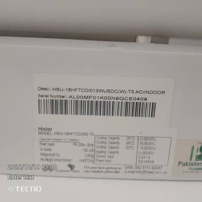Haier contact number 03119376575