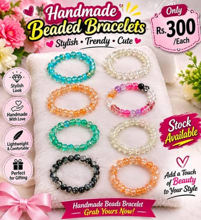 Handmade Beaded Bracelet for Girls & Women | Stylish Crystal Bracelets