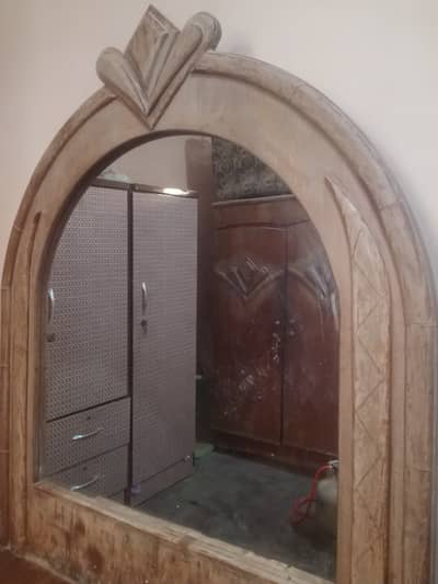 Large Wooden Dressing Table with Mirror