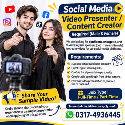 Social Media Video Presenter / Content Creator Required Male & Female