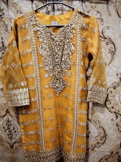 Yellow embroided fancy dress for mehndi event make U different &pretty